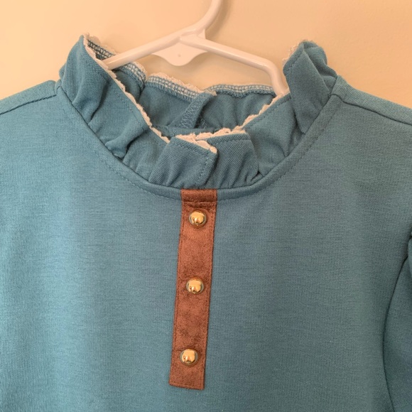 Janie and Jack Girls Turquoise Dress Size 8 Short Sleeve Blue Teal Collar - Picture 4 of 6